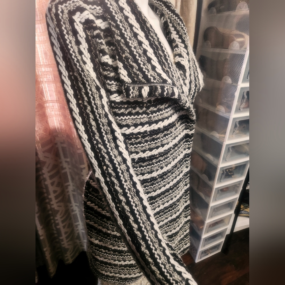 Shoshanna Fuzzy Chunky Knit Woven Sweater Coat Size 12 (Loose Hem)